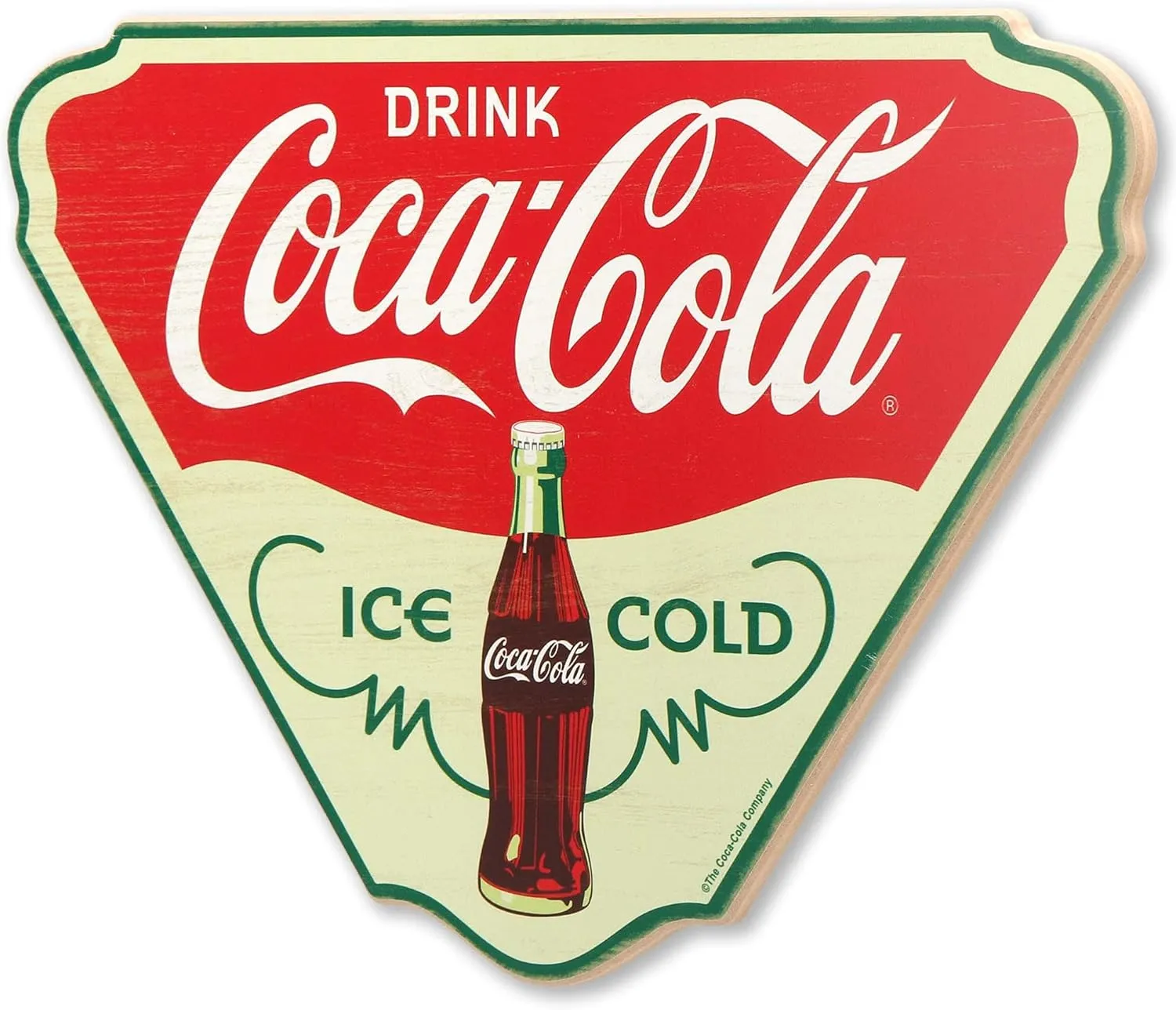 Coca-Cola Ice Cold Wood Wall Decor - Retro Coca-Cola Sign for Kitchen, Man Cave or Garage