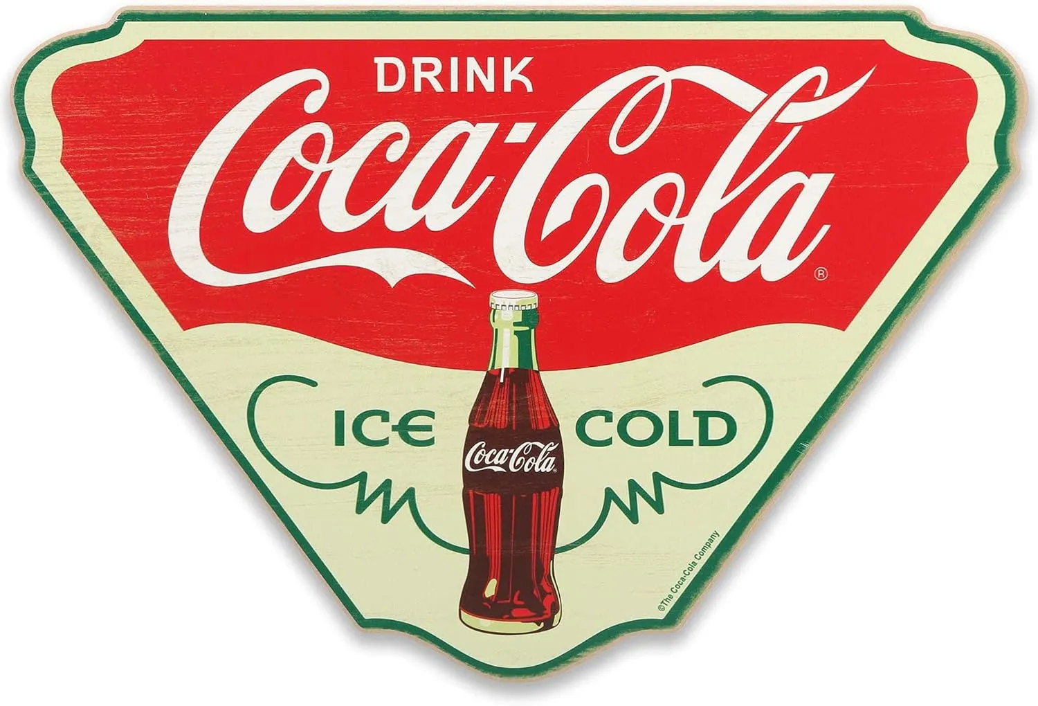 Coca-Cola Ice Cold Wood Wall Decor - Retro Coca-Cola Sign for Kitchen, Man Cave or Garage
