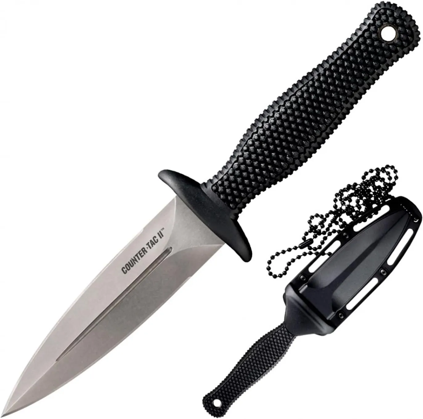 Cold Steel Counter TAC II 3-3/8" Japanese AUS8A w/Stonewash Finish Spear Point Fixed Blade Multi-Purpose Tactical Game Hunting Boot Knife, Kray-Ex Handle, Weather-Resistant Secure-Ex Sheath