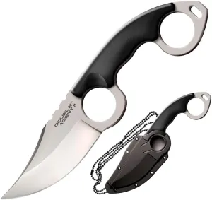 Cold Steel Double Agent II Plain Edge Durable Lightweight Japanese AUS8A Steel Clip Point Shape 3" Fixed Blade Tactical Outdoor Hunting Knife, Griv-Ex Handle, Secure-Ex Sheath