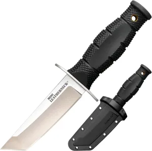Cold Steel Mini Leatherneck Tanto Point Compact Lightweight 3.5" 8CR13MOV Steel Fixed Blade Outdoor Hunting Utility Knife, 3.25" Textured Ergonomic Kray-EX Handle, Secure-EX Sheath