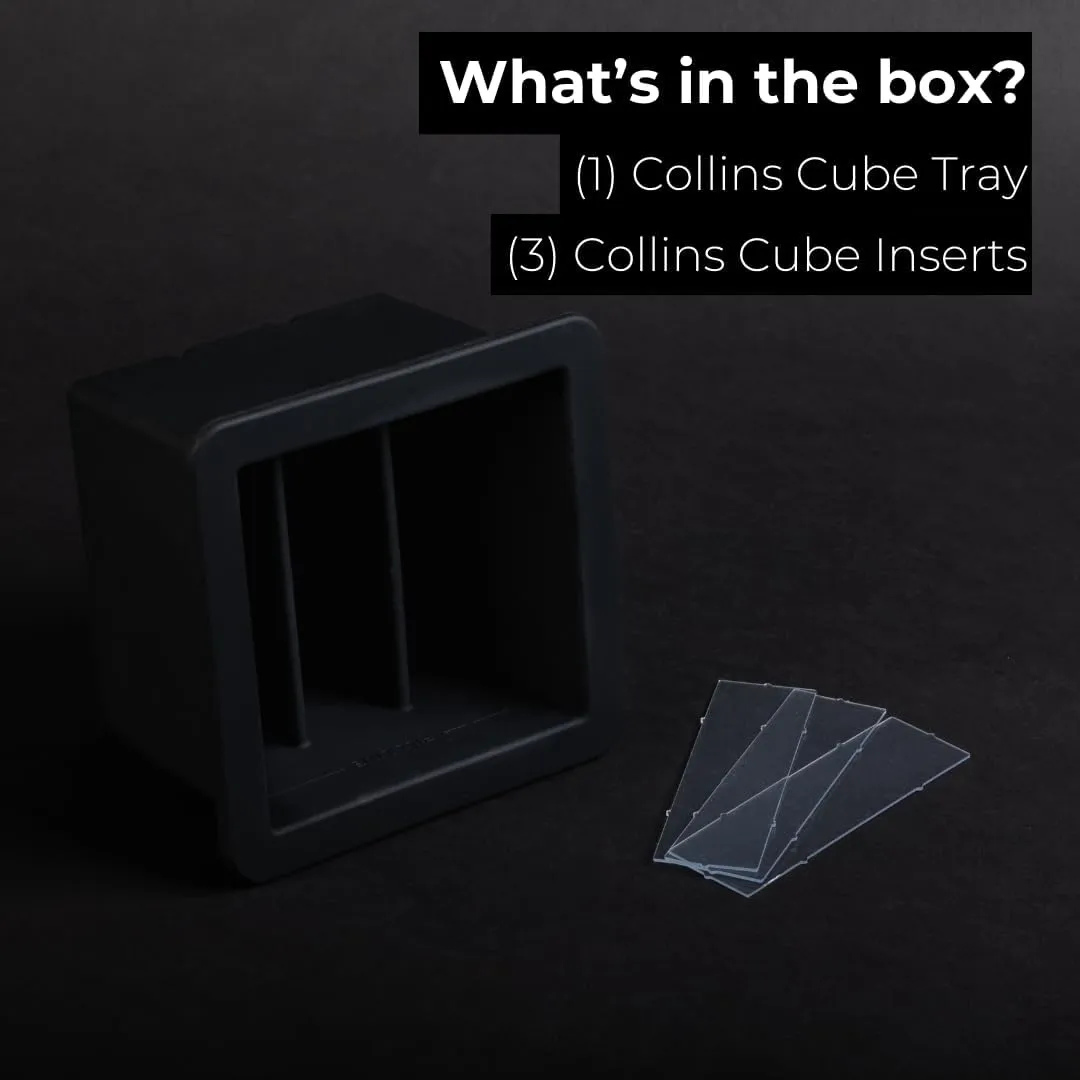 Collins Cube Tray & Inserts | Additional Mold for Klaris Clear Ice Maker | Create 3, crystal clear collins ice cubes | Durable and Easy to Use Ice Tray | [Ice Maker not Included]