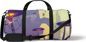 Colorful Abstract Space Mushroom Tree Sports Bag Tote Bag Waterproof Gym Bag with Shoulder Strap Zipper 2 Side Pockets for Men and Women, Travel and Storage Shoulder Bag.