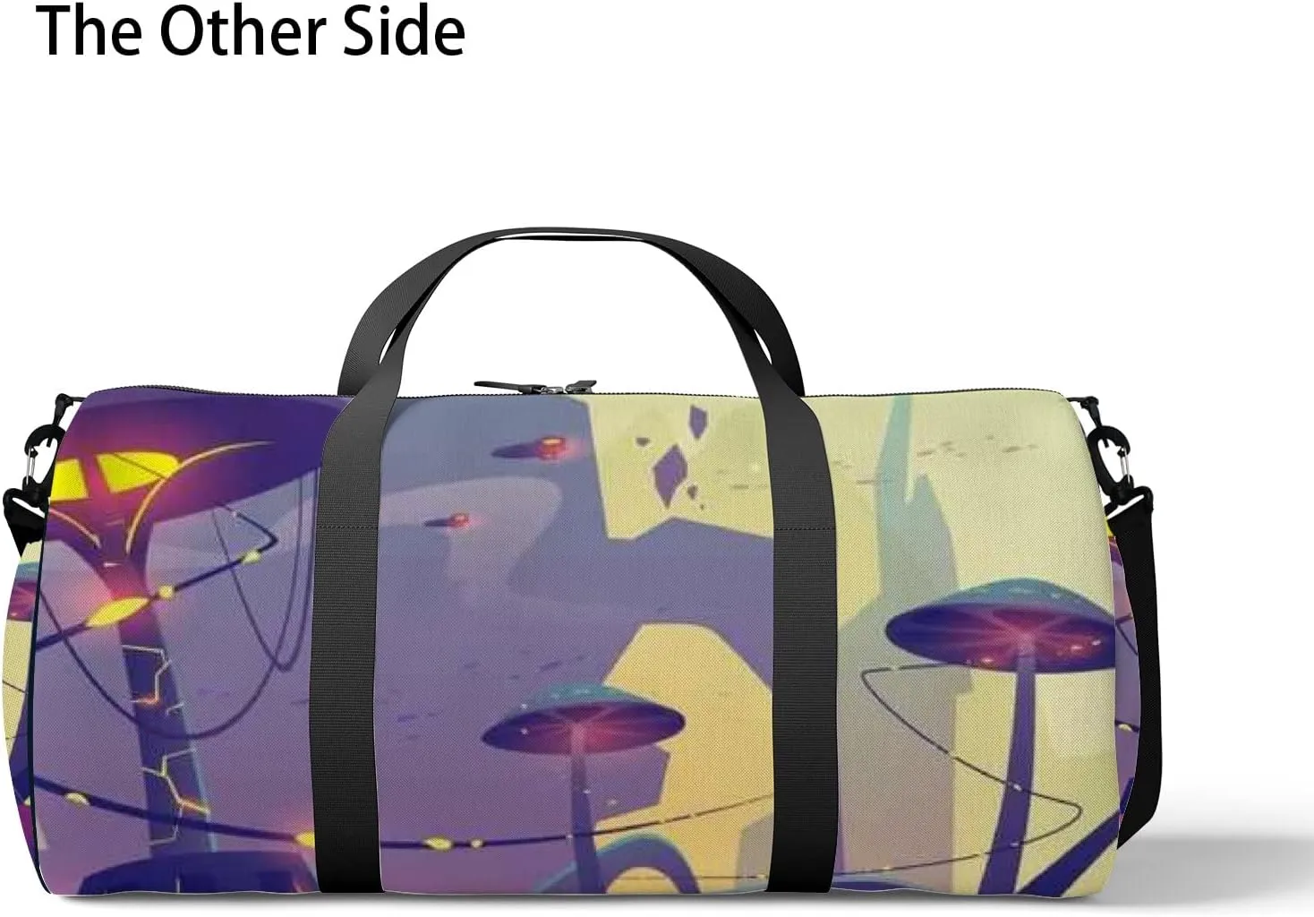 Colorful Abstract Space Mushroom Tree Sports Bag Tote Bag Waterproof Gym Bag with Shoulder Strap Zipper 2 Side Pockets for Men and Women, Travel and Storage Shoulder Bag.