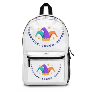 Colorful Quote Backpack - "Practice, Laugh, Repeat" - Perfect for School & Play