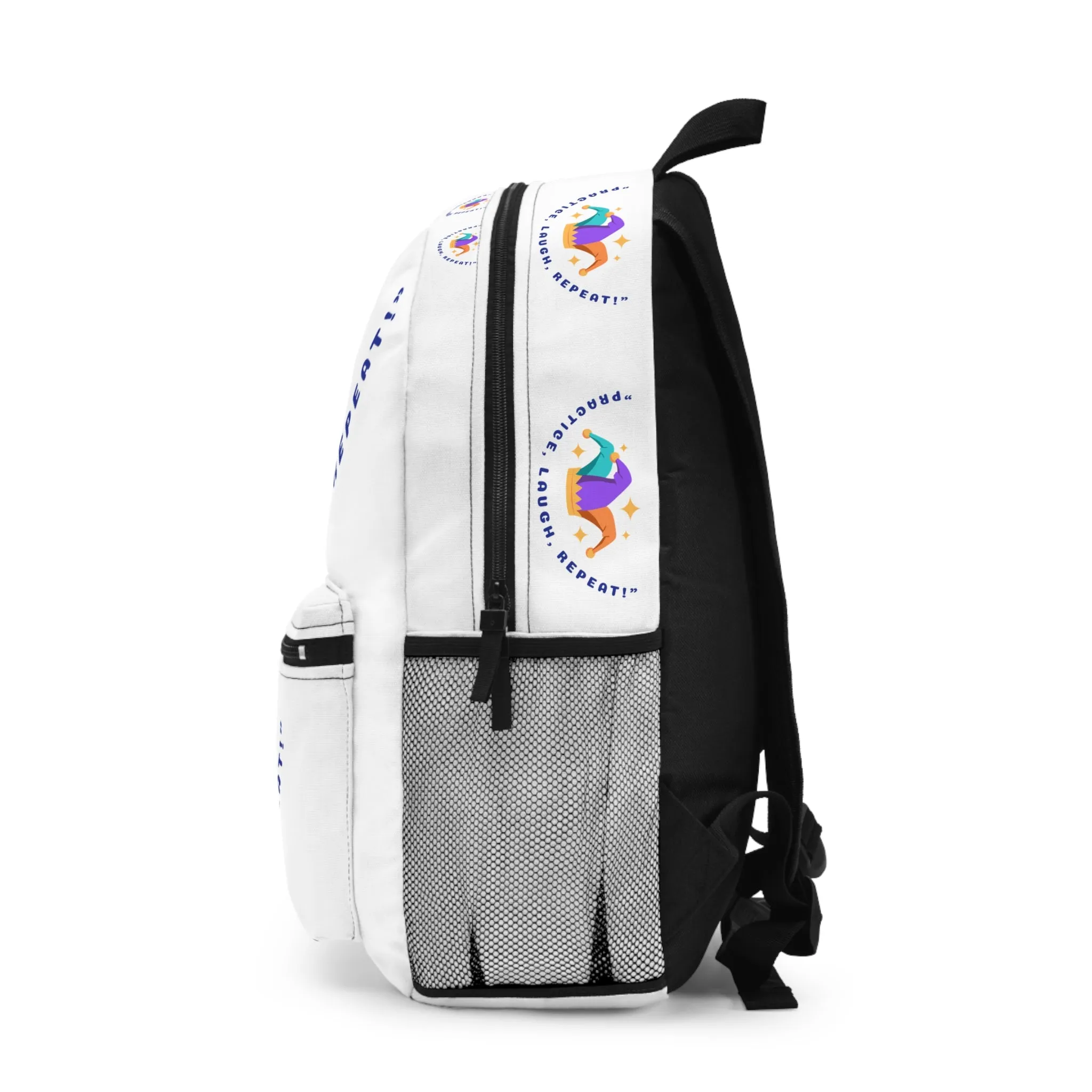 Colorful Quote Backpack - "Practice, Laugh, Repeat" - Perfect for School & Play