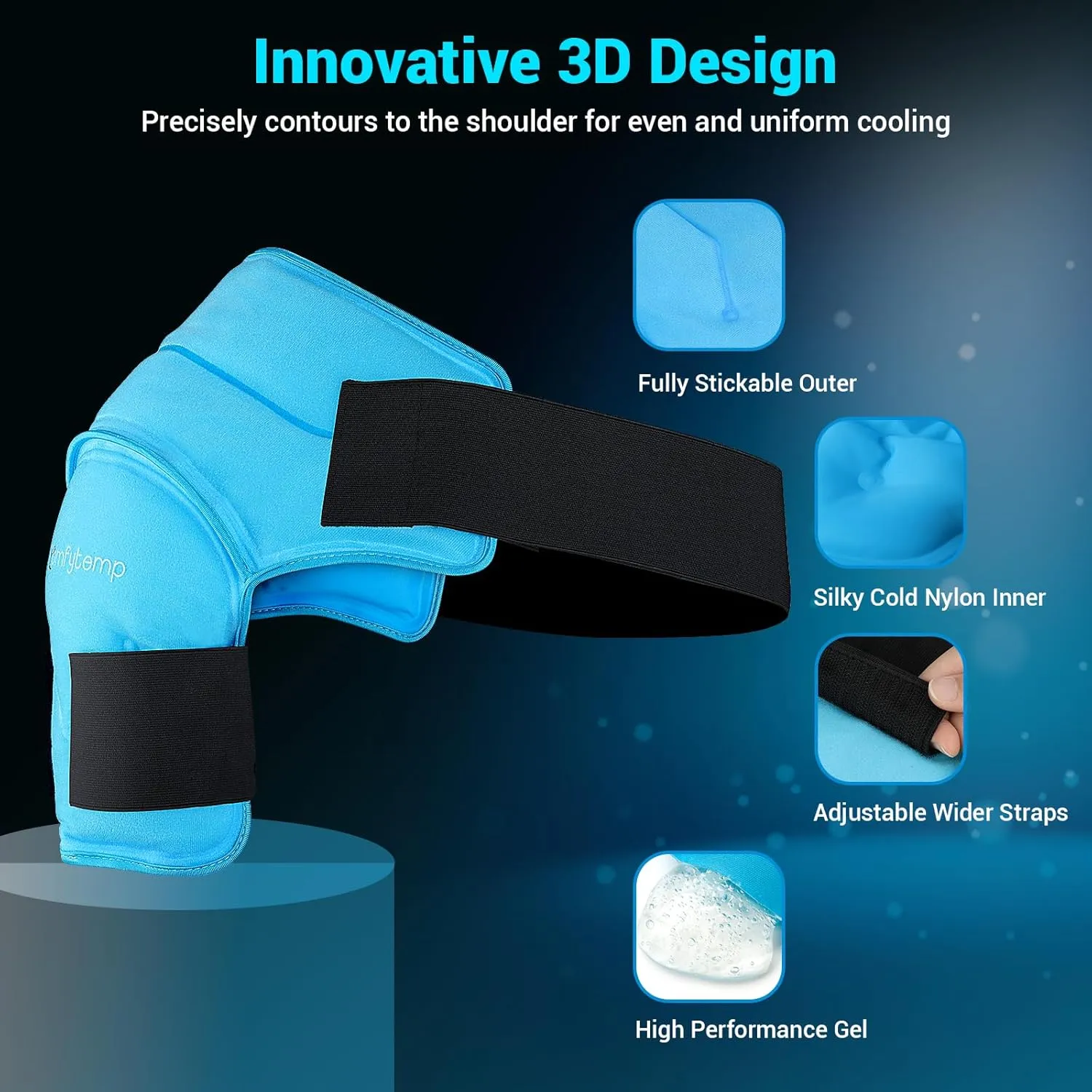 Comfytemp 3D Shoulder Ice Pack Wrap for Injuries Reusable Gel, FSA HSA Eligible, Physical Rotator Cuff Cold Therapy Arm Shoulder Sleeve for Pain Relief, Fracture, Arthritis, Surgery, Recovery (S/M)