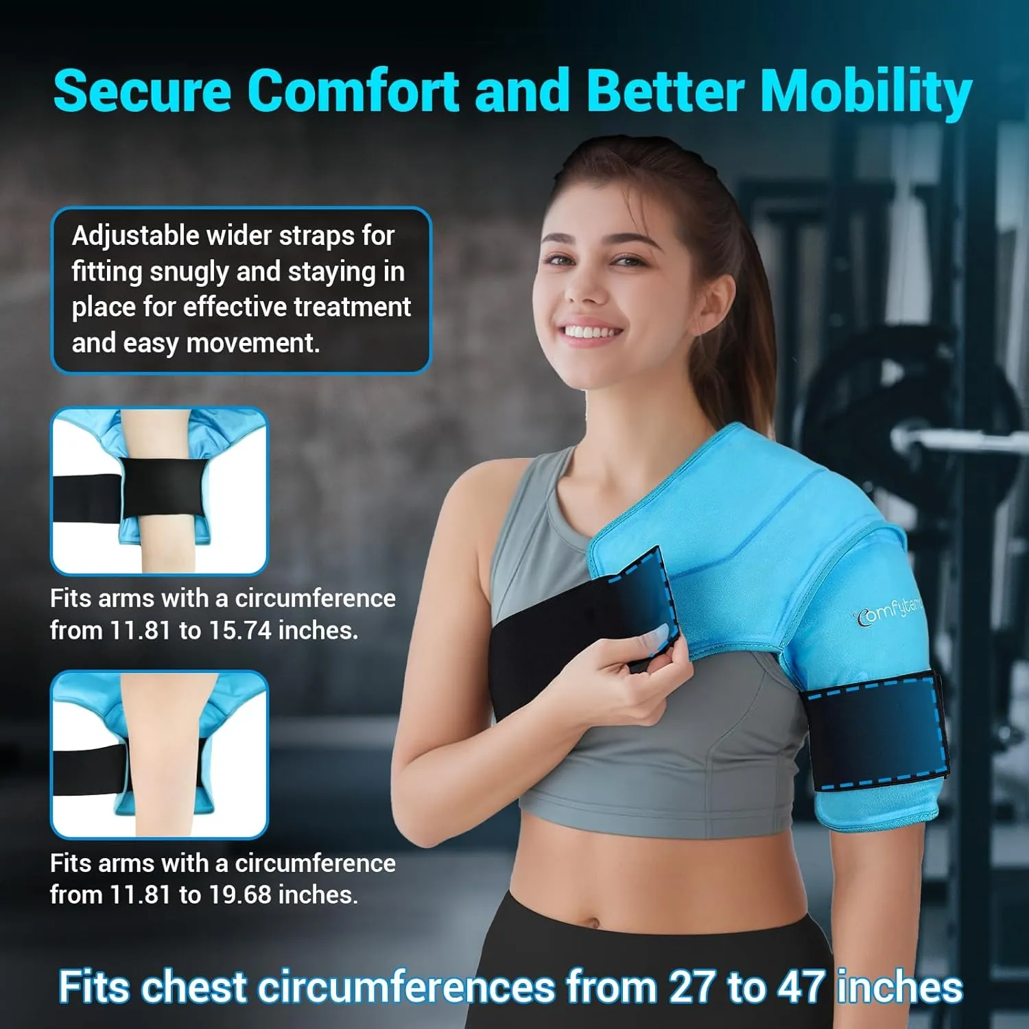 Comfytemp 3D Shoulder Ice Pack Wrap for Injuries Reusable Gel, FSA HSA Eligible, Physical Rotator Cuff Cold Therapy Arm Shoulder Sleeve for Pain Relief, Fracture, Arthritis, Surgery, Recovery (S/M)