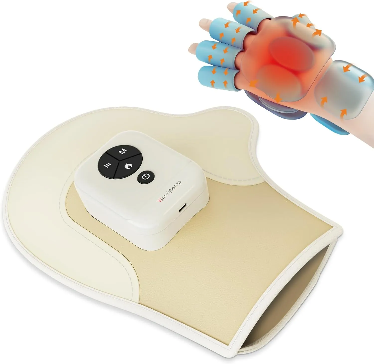 Comfytemp Hand Massager with Heat and Compression, Father's Day Gifts for Dad Men Him, FSA HSA Eligible, Portable Heated Glove, Rechargeable Cordless Wrist Massager for Arthritis, Carpal Tunnel Relief