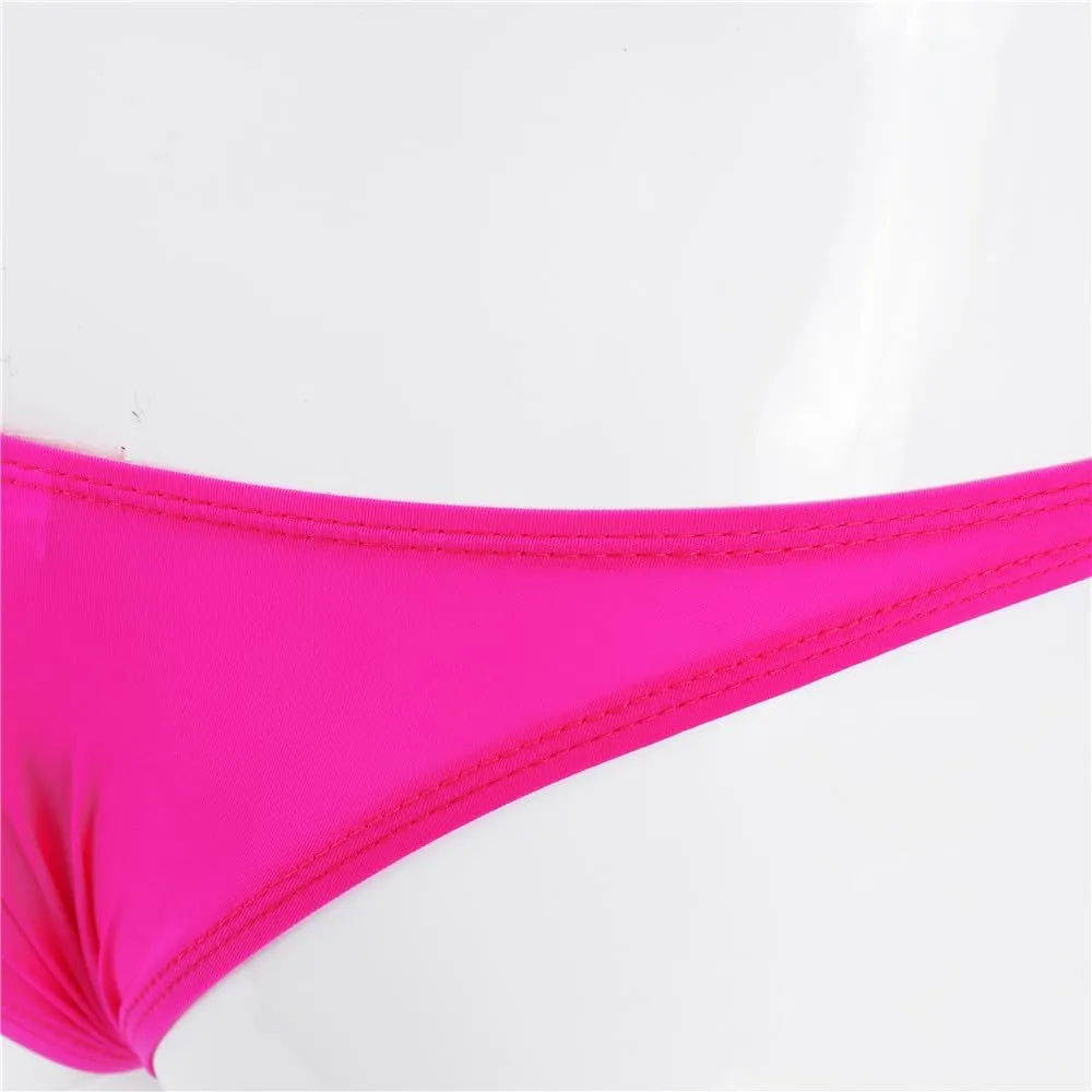 COMLIFE Men's Ice Silk 3D Cut U Convex Ball Pouch Triangle Panties Sexy Solid Color Low Waisted T-back Briefs
