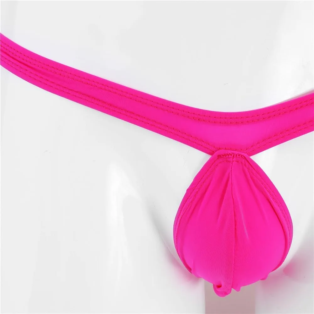 COMLIFE Men's Ice Silk 3D Cut U Convex Ball Pouch Triangle Panties Sexy Solid Color Low Waisted T-back Briefs