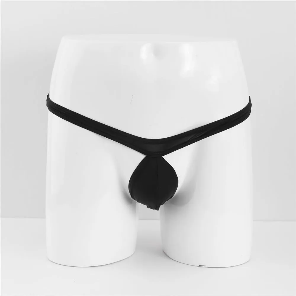 COMLIFE Men's Ice Silk 3D Cut U Convex Ball Pouch Triangle Panties Sexy Solid Color Low Waisted T-back Briefs