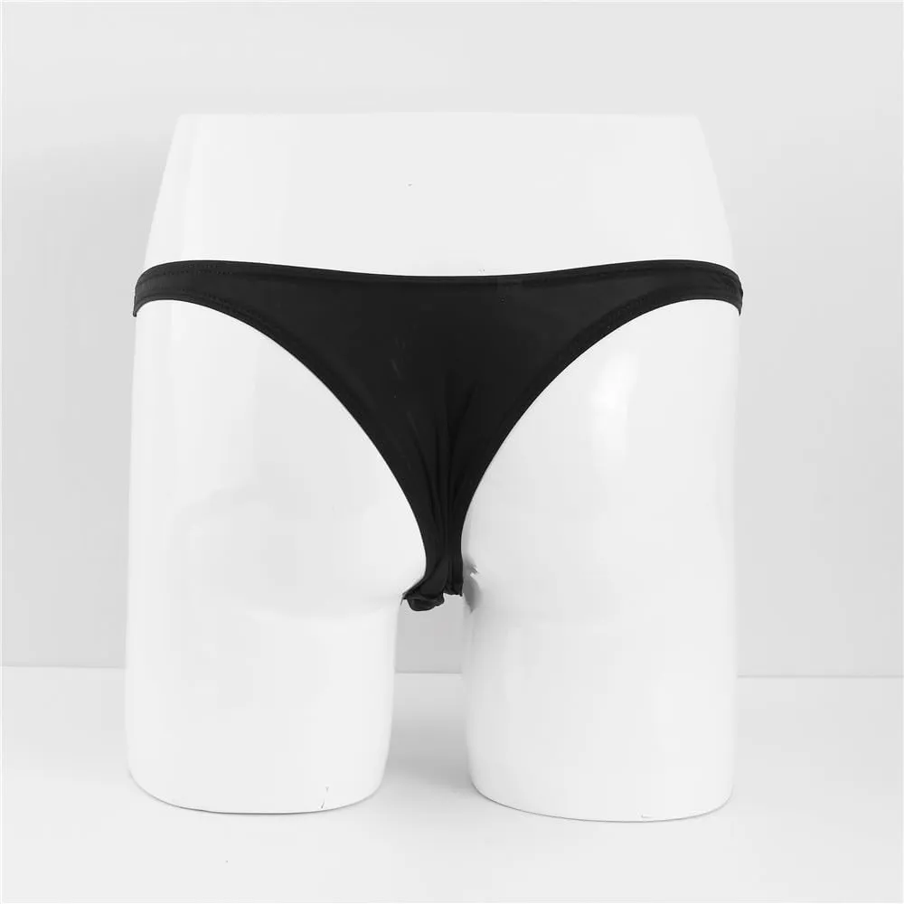 COMLIFE Men's Ice Silk 3D Cut U Convex Ball Pouch Triangle Panties Sexy Solid Color Low Waisted T-back Briefs