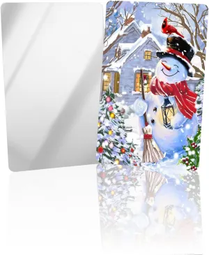 Compact Card Mirror, Unbreakable Stainless Steel Makeup Mirror Cute Snowman Pine Tree Farmhouse Snowflake Scene Rectangular Handheld Small Travel Mirror for Camping, Travelling