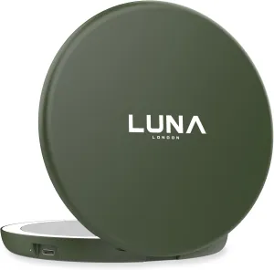 Compact Travel Mirror | Travel Makeup Mirror with Light | LED Lighted Vanity Mirror with 3 Light Modes | 7X Magnification Folding Portable & Rechargeable (Forest Green)