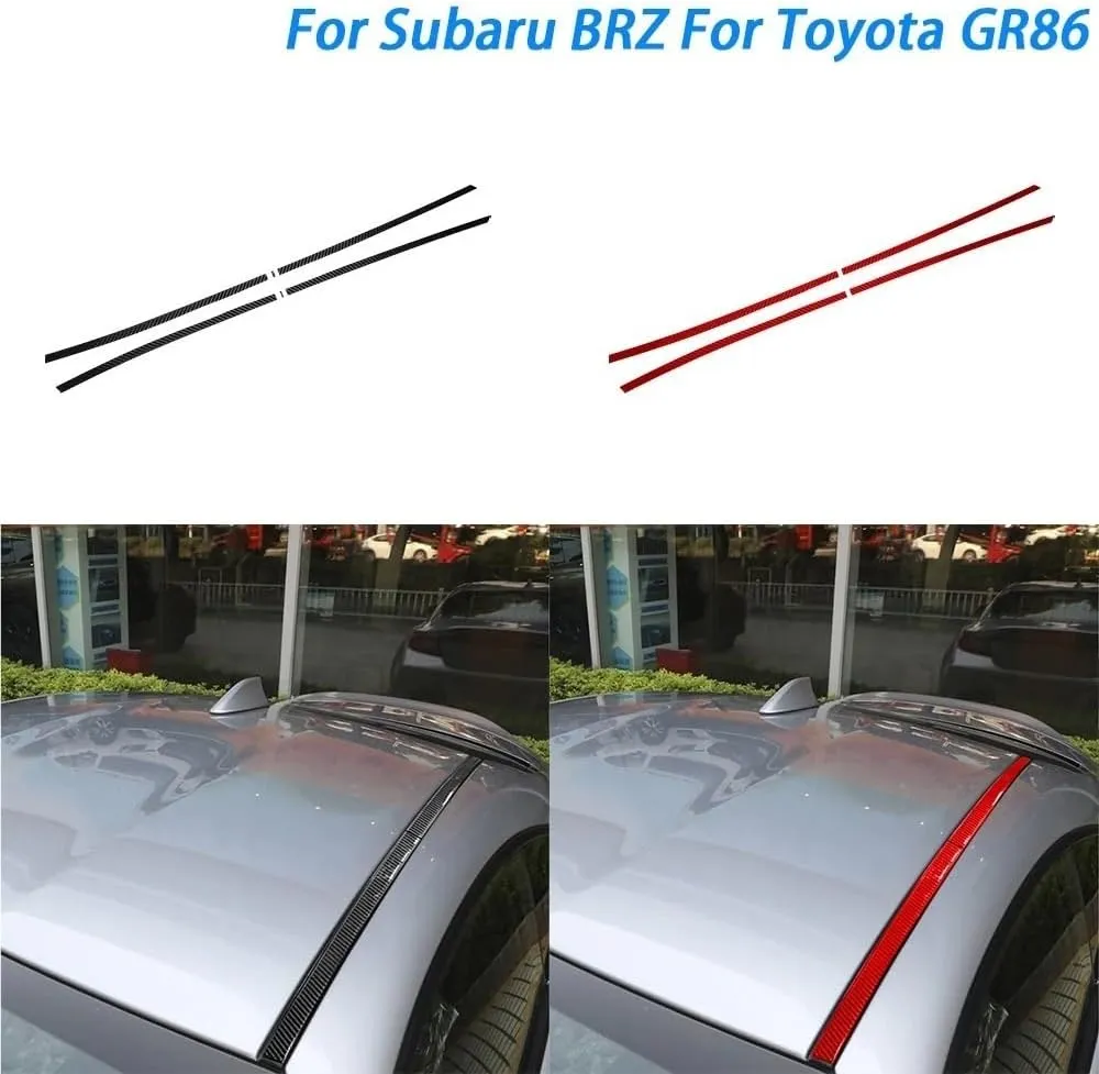 Compatible for Subaru BRZ Compatible for Toyota GR86 2022 2023 Real Carbon Fiber Roof Side Panel Decorative Strips Car Decoration Accessories Sticker(Red Carbon)