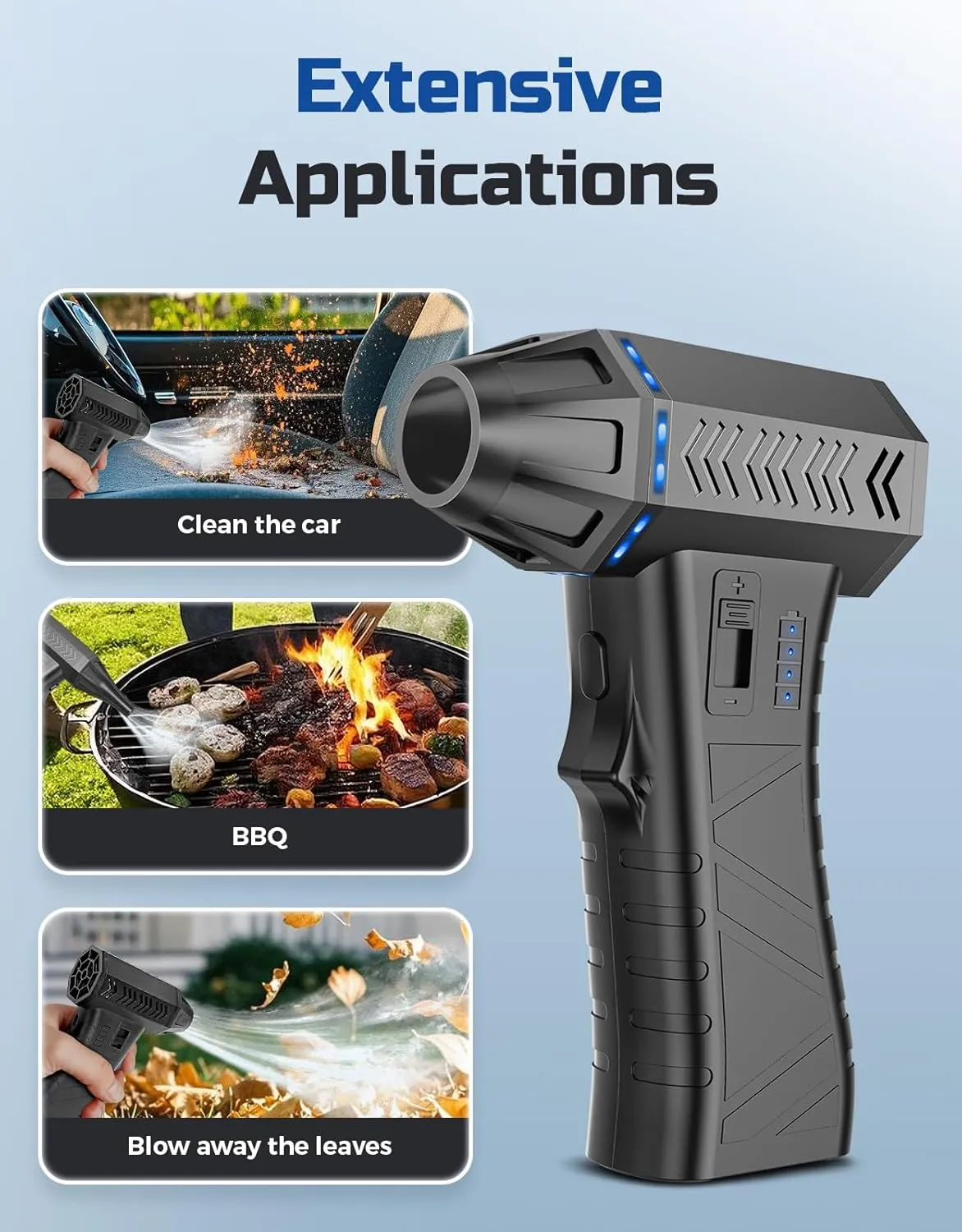Compressed Air Duster -300000RPM Air Blower Gun Replace Dust Off Canned Air Spray, 8000mAh Battery Keyboard Cleaner Electronic Cleaning Kit, Mini Turbo Jet Dry Blower for PC/Computer/Blaster