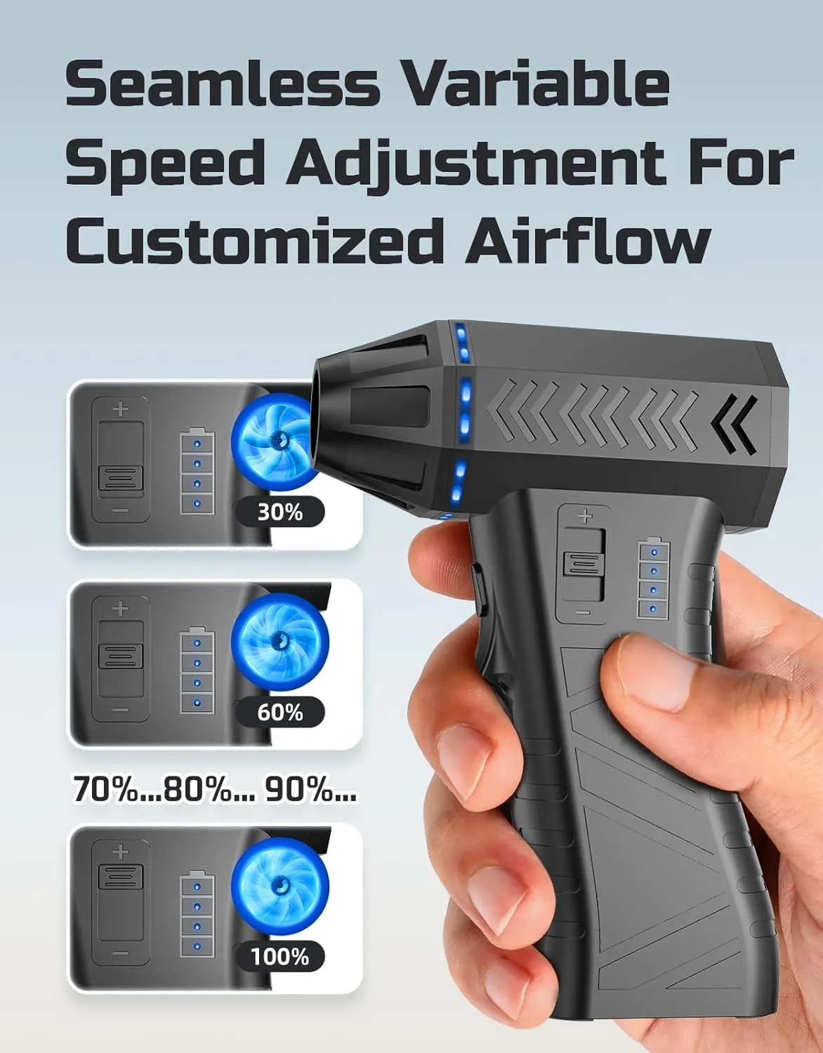 Compressed Air Duster -300000RPM Air Blower Gun Replace Dust Off Canned Air Spray, 8000mAh Battery Keyboard Cleaner Electronic Cleaning Kit, Mini Turbo Jet Dry Blower for PC/Computer/Blaster