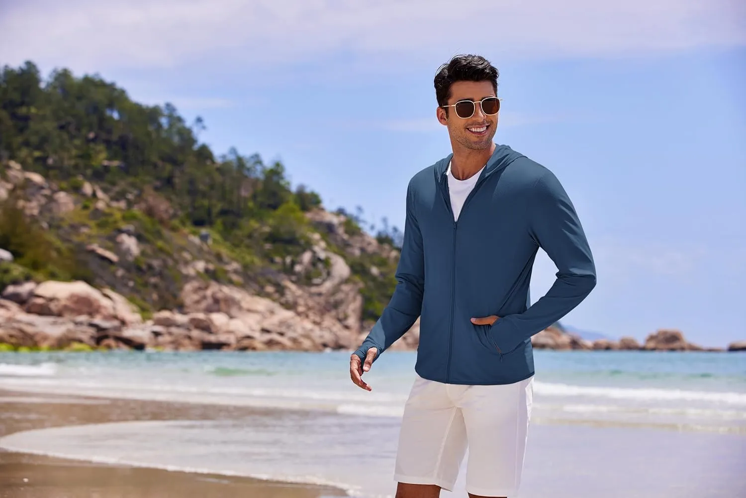 COOFANDY Men Full Zip UPF 50 Sun Protection Hoodie Jacket Long Sleeve Lightweight Breathable UV Shirts with Pockets