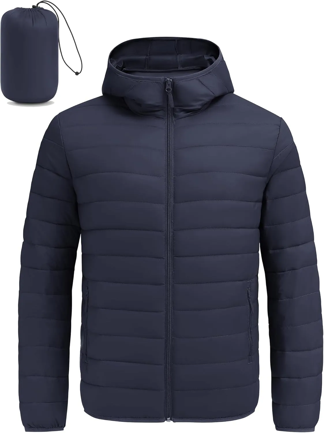 COOFANDY Mens Packable Puffer Jacket Lightweight Hooded Insulated Winter Coat Windproof Zipper Down Jacket