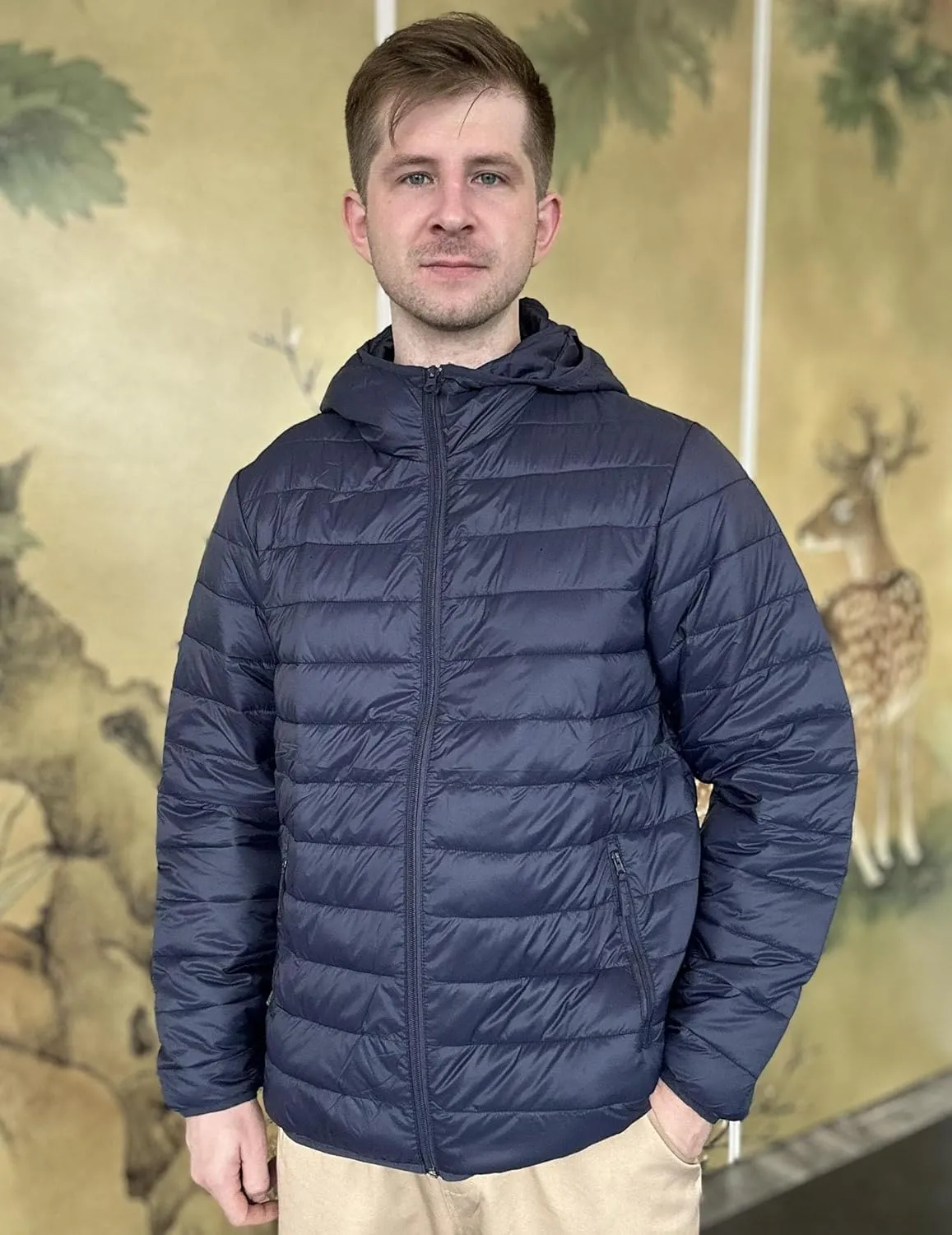 COOFANDY Mens Packable Puffer Jacket Lightweight Hooded Insulated Winter Coat Windproof Zipper Down Jacket