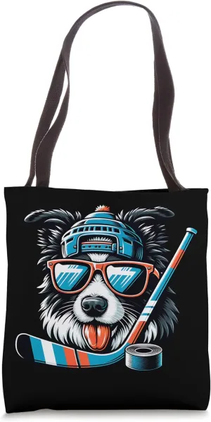 Cool Ice Hockey Border Collie Vibe Tote Bag
