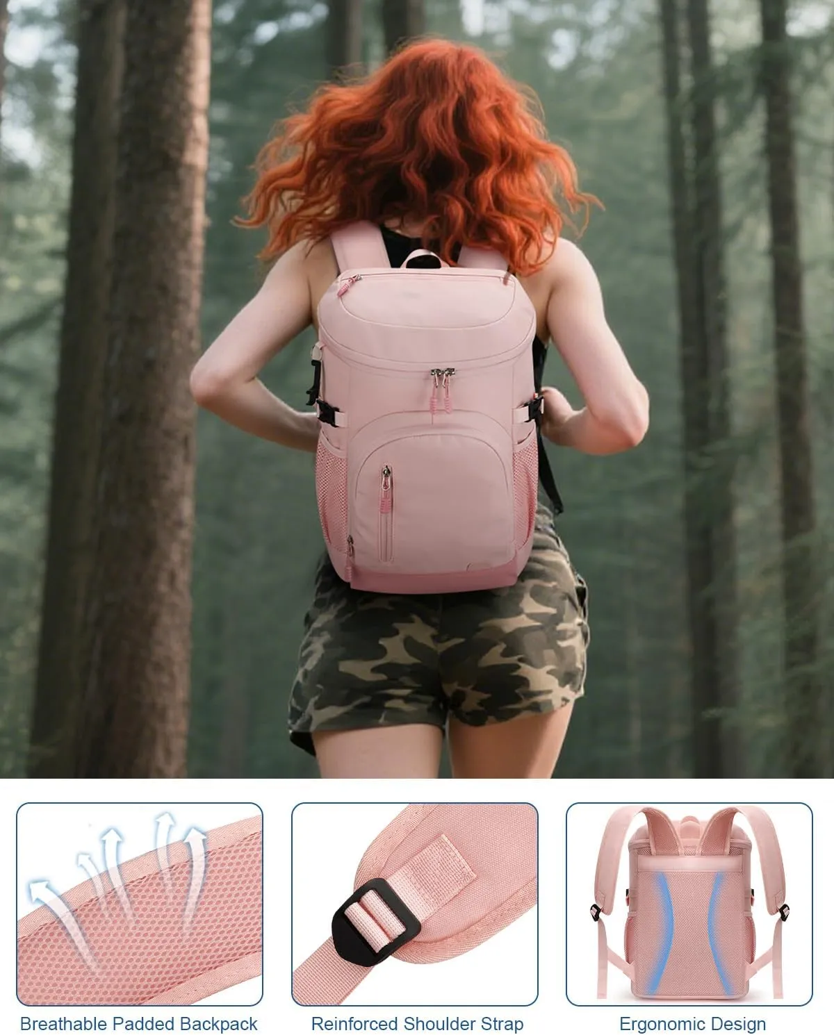 Cooler Backpack Insulated Waterproof,30 Cans Backpack Coolers Leakproof Lunch Backpack for Men Women Portable Soft Cooler Bag for Beach Camping Travel Picnic