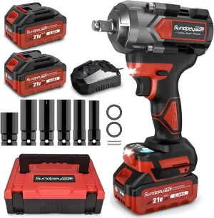 Cordless Impact Wrench 750Ft-lbs - 1000N·m Power Impact Gun 1/2 Inch - 21V 2600RPM Brushless Electric Impact Wrench with 4.0Ah Battery & Socket & Fast Charger & Sturdy Case for Car Home DIY