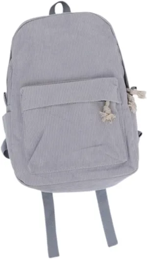 Corduroy Backpack for Women and Girls Lightweight Fashion Bag for Campus High Capacity Storage Stylish and for Students and Daily Use Light Grey