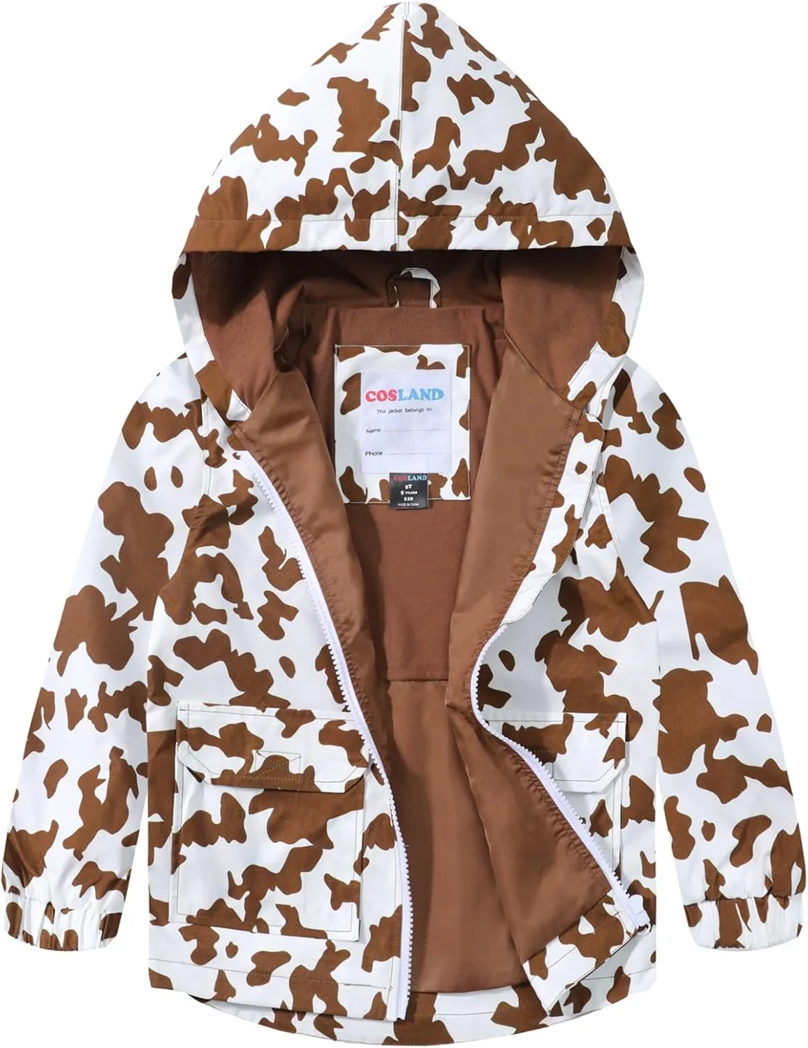 COSLAND Toddler Boys Girls Rain Jacket Waterproof Hooded Raincoat, 2-5T