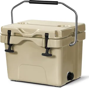 COSTWAY 16 Quart Cooler, 24 Can Insulated Ice Chest Box with Heavy Duty Handle and 2 Cup Holders, 3-5 Days Ice Retention, Portable Leakproof Hard Cooler for Camping, Fishing, Picnic, Outdoor