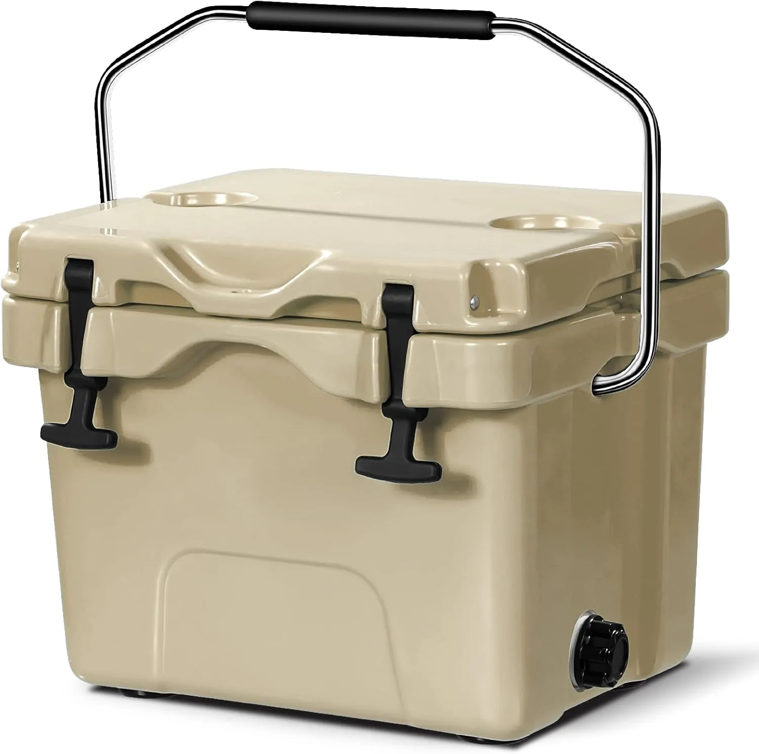 COSTWAY 16 Quart Cooler, 24 Can Insulated Ice Chest Box with Heavy Duty Handle and 2 Cup Holders, 3-5 Days Ice Retention, Portable Leakproof Hard Cooler for Camping, Fishing, Picnic, Outdoor