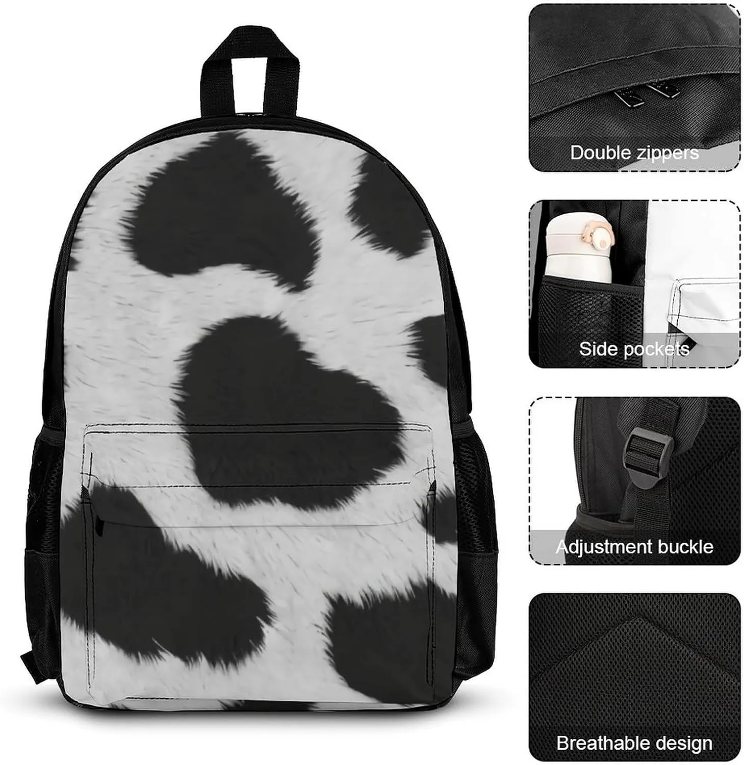 Cow Hide Lightweight Pocket Backpack Crossbody Lunch Bag Set Unisex