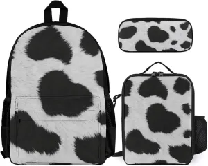 Cow Hide Lightweight Pocket Backpack Crossbody Lunch Bag Set Unisex