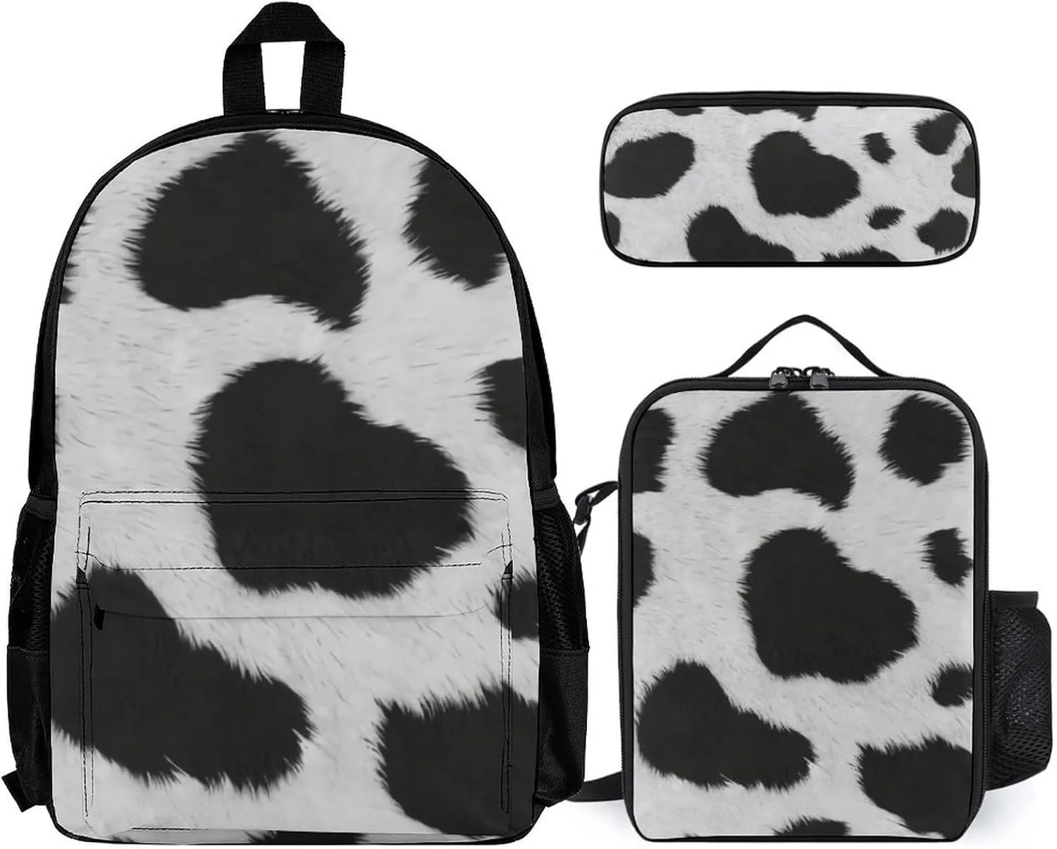 Cow Hide Lightweight Pocket Backpack Crossbody Lunch Bag Set Unisex