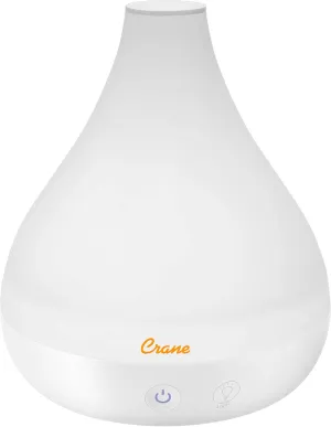 Crane Small Ultrasonic Diffuser and Air Humidifiers for Bedroom and Office, .35 Gallon Cool Mist Humidifier for Personal Use, No Humidifier Filters Needed, White