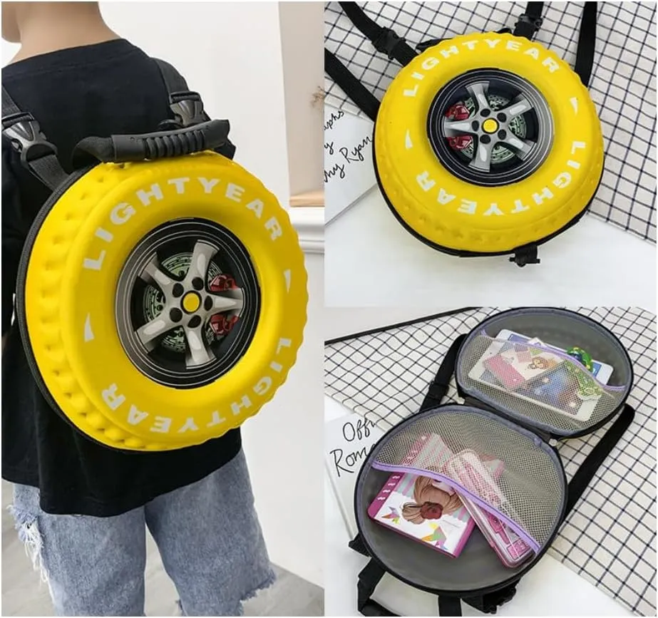 Creative Tire Shape Backpack EVA Backpack Fashion Styling Backpack Lightweight Backpack (Red)