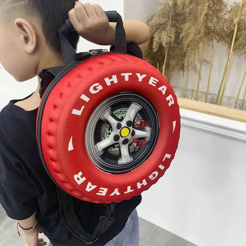 Creative Tire Shape Backpack EVA Backpack Fashion Styling Backpack Lightweight Backpack (Red)