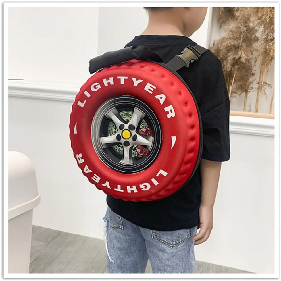 Creative Tire Shape Backpack EVA Backpack Fashion Styling Backpack Lightweight Backpack (Red)