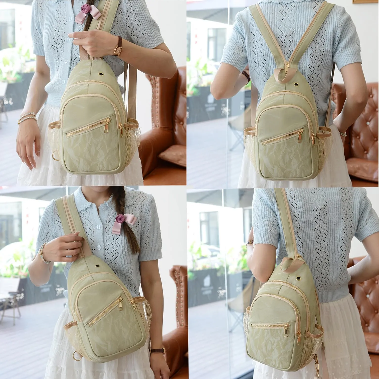 Cross Body Bag Sling Backpack Bag,Crossbody Bag Chest Bag with Belt Waist Pack for Women Man