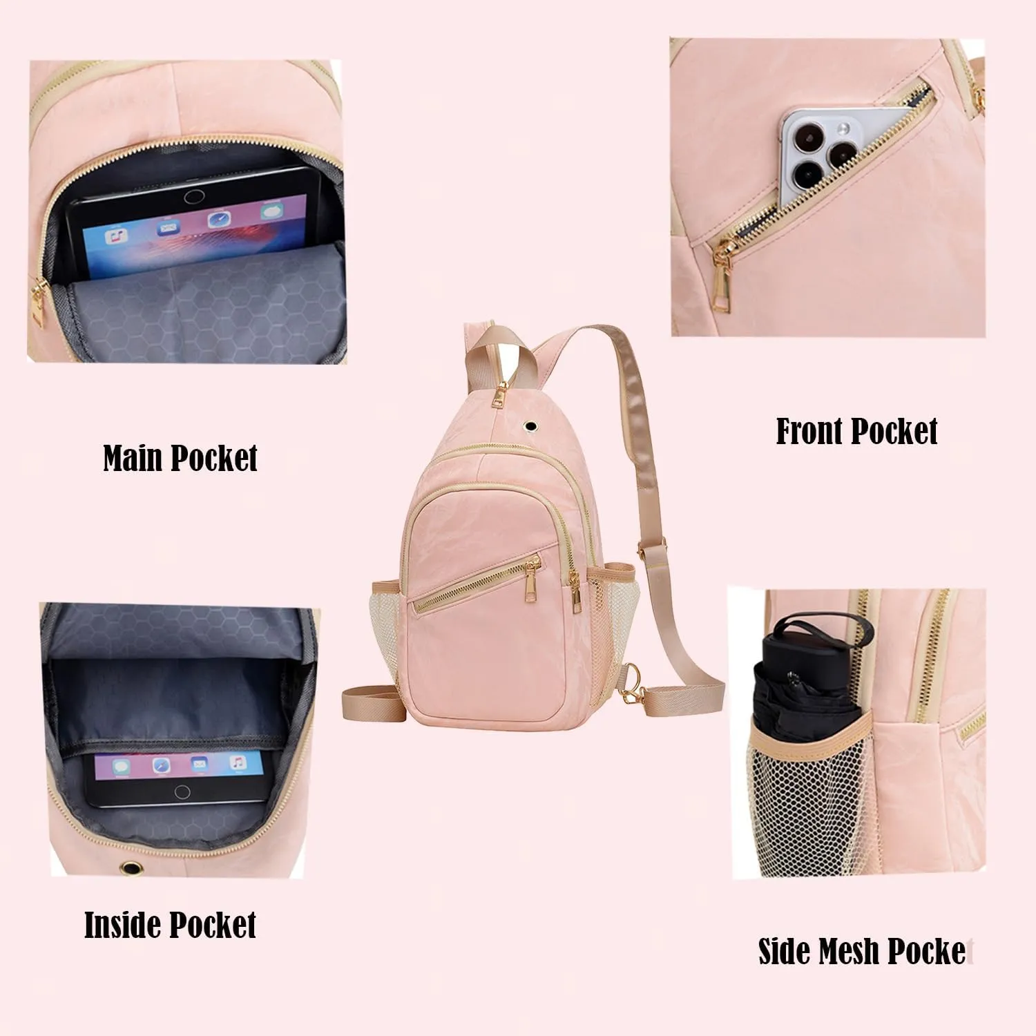 Cross Body Bag Sling Backpack Bag,Crossbody Bag Chest Bag with Belt Waist Pack for Women Man