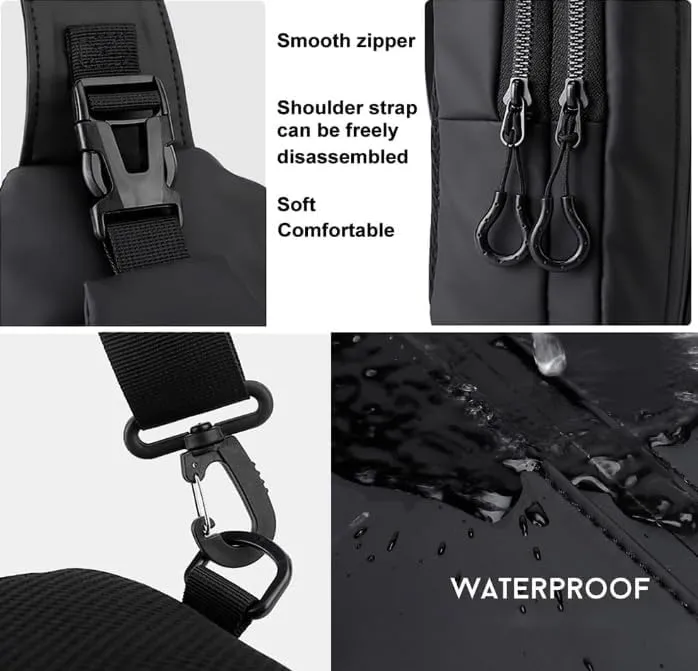 Crossbody Sling Bag for Men,Backpack with USB Charging Port Travel Hiking Daypack Waterproof Chest Shoulder Bag