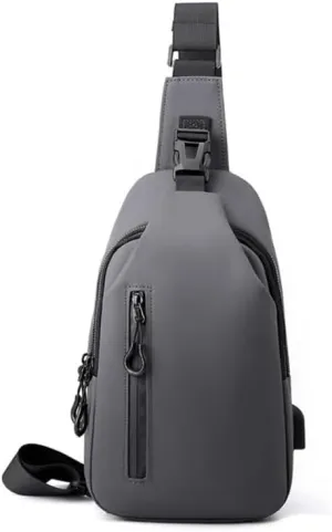 Crossbody Sling Bag for Men,Backpack with USB Charging Port Travel Hiking Daypack Waterproof Chest Shoulder Bag