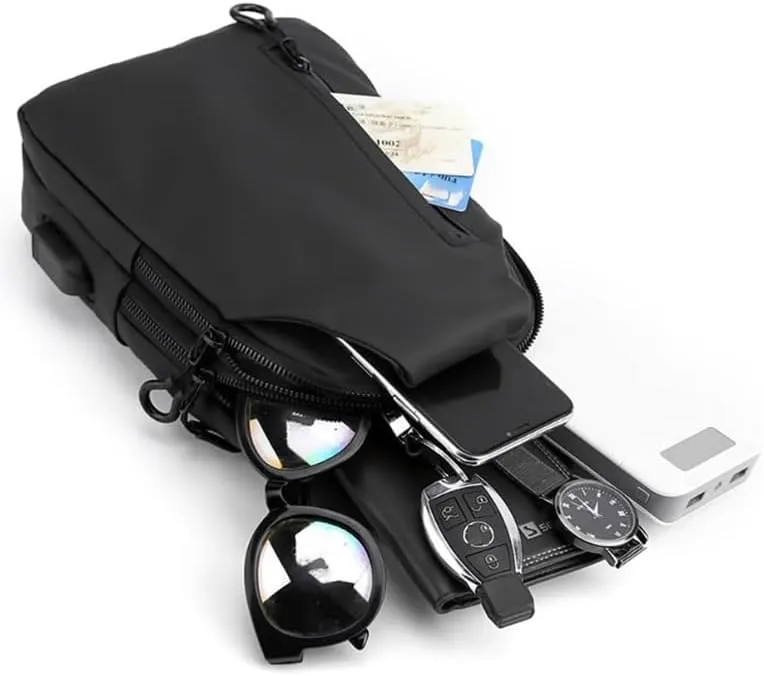 Crossbody Sling Bag for Men,Backpack with USB Charging Port Travel Hiking Daypack Waterproof Chest Shoulder Bag