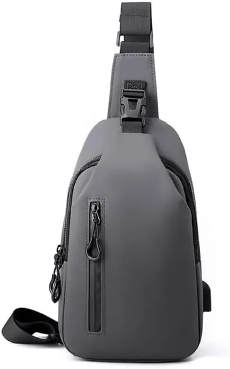 Crossbody Sling Bag for Men,Backpack with USB Charging Port Travel Hiking Daypack Waterproof Chest Shoulder Bag