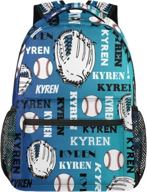 Custom Baseball Backpack for Men Women, Personalized Laptop Backpack with Name, Sports Bag Lightweight Daypack for Travel Camping, Blue