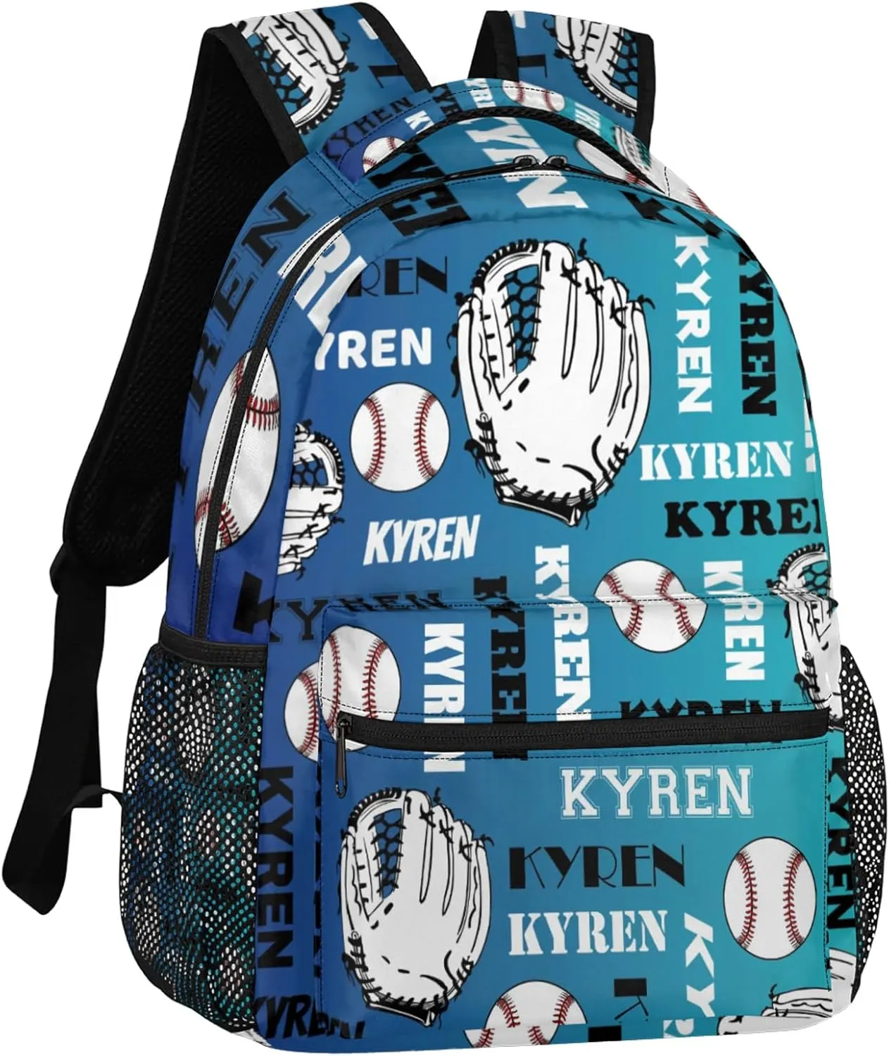 Custom Baseball Backpack for Men Women, Personalized Laptop Backpack with Name, Sports Bag Lightweight Daypack for Travel Camping, Blue