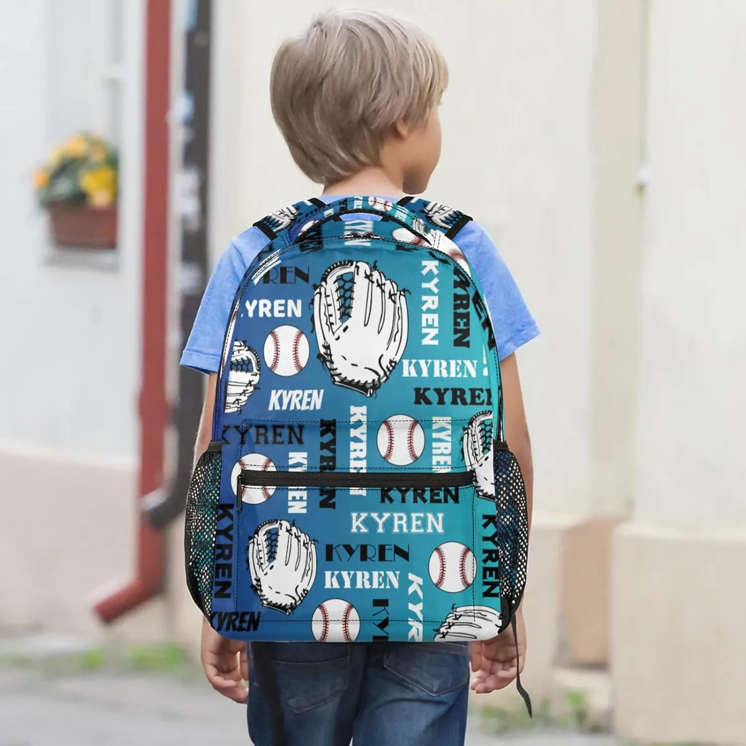 Custom Baseball Backpack for Men Women, Personalized Laptop Backpack with Name, Sports Bag Lightweight Daypack for Travel Camping, Blue