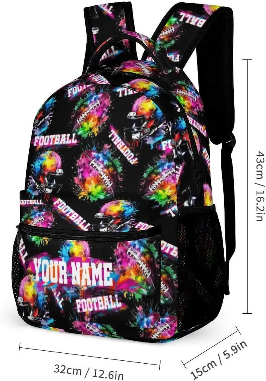 Custom Football School Backpack for Kids Girls Boys, 16 Inch Cool Football Themed Bookbag, Personality School Backpack for Students Children, sustainable, Lightweight, Large Capacity