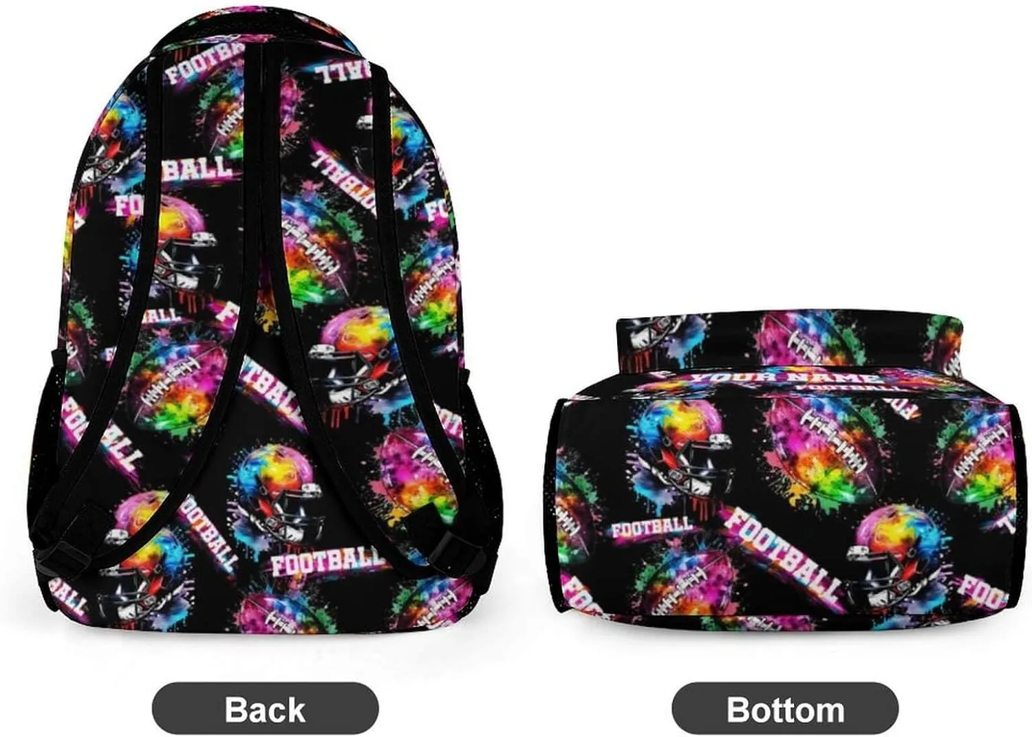 Custom Football School Backpack for Kids Girls Boys, 16 Inch Cool Football Themed Bookbag, Personality School Backpack for Students Children, sustainable, Lightweight, Large Capacity